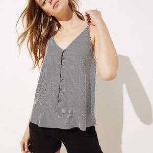 NWOT Striped covered Button peplum strappy cami